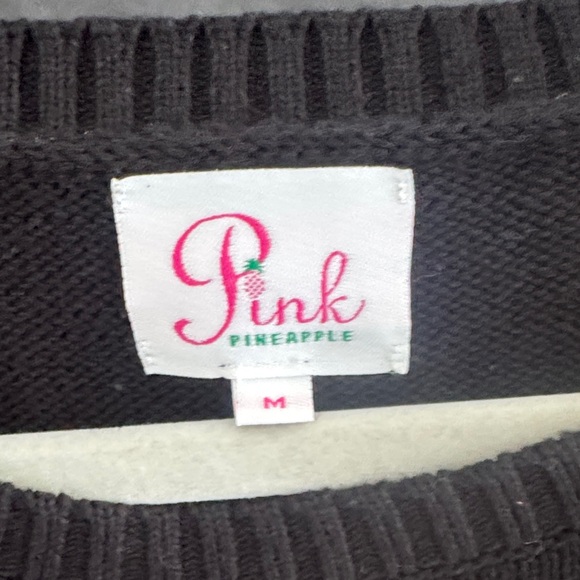Pink Pineapple Black and White 'Game Day' Sweater with Footballs on Elbows - Picture 5 of 6